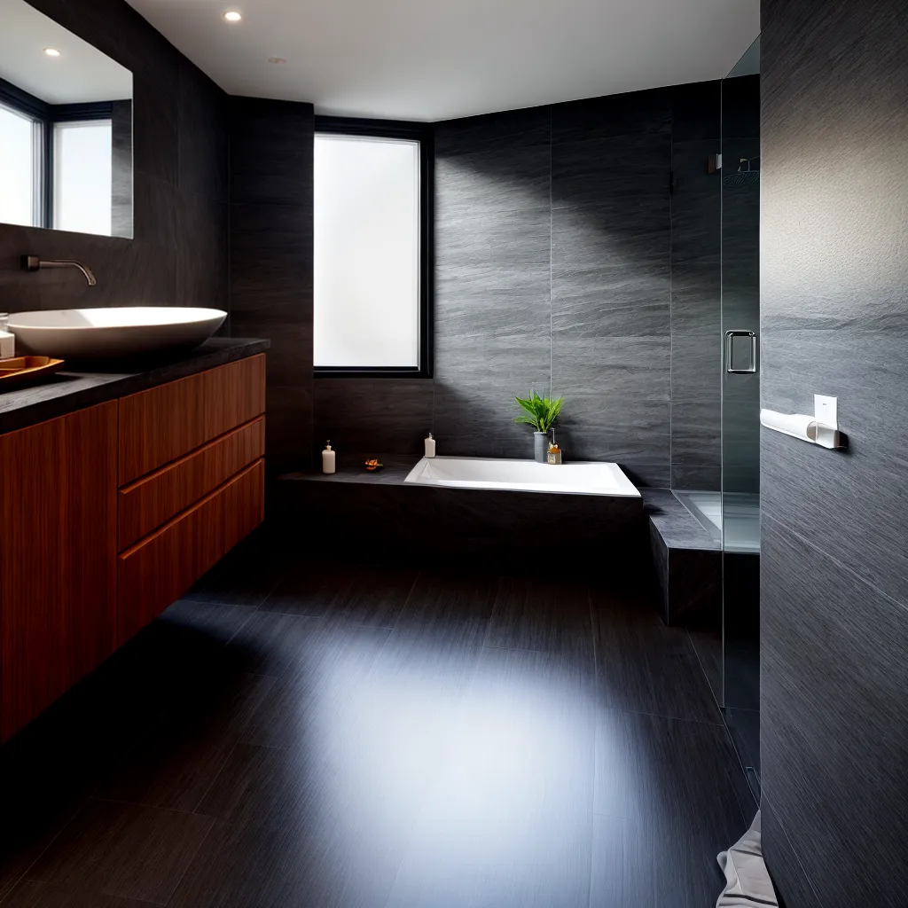 banheiro moderno piso slate