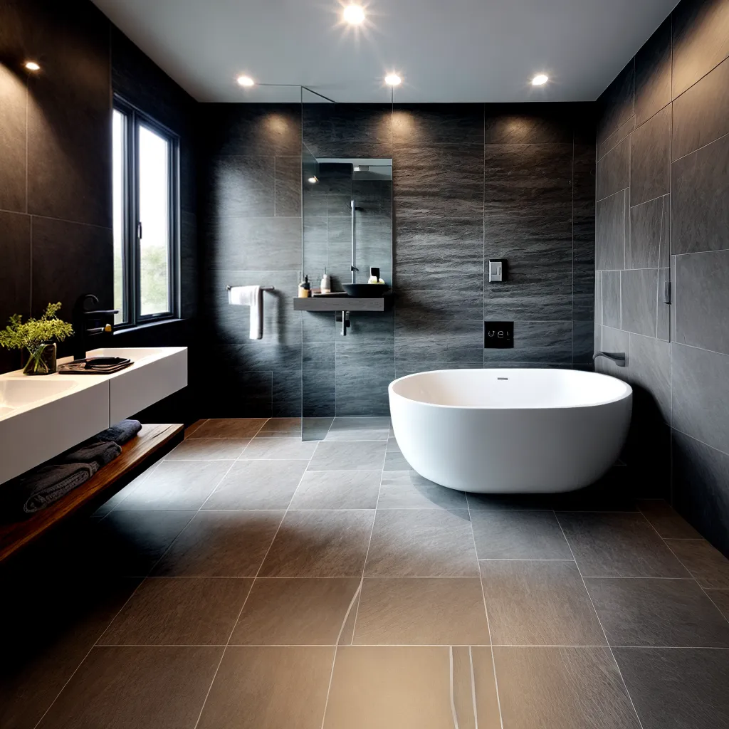 banheiro piso slate moderno elegante