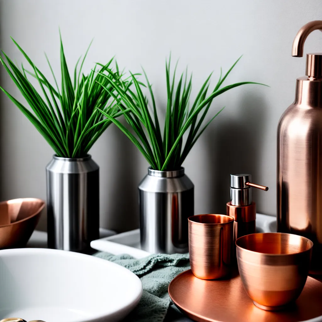banheiro cobre utensilios elegante