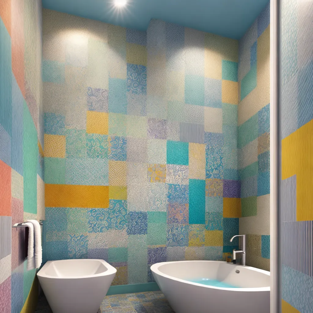 banheiro mosaico colorido patchwork