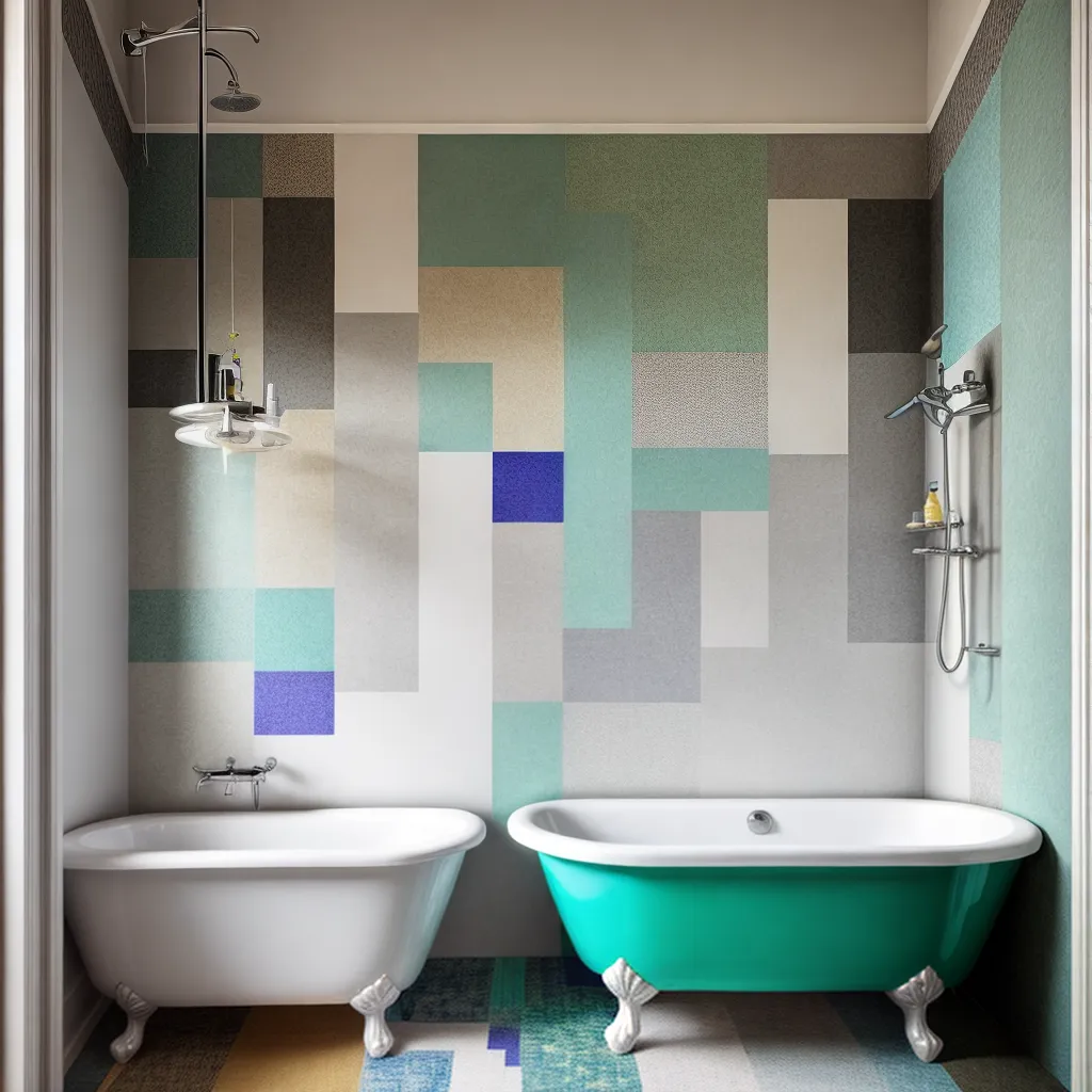banheiro vibrante patchwork tiles 1