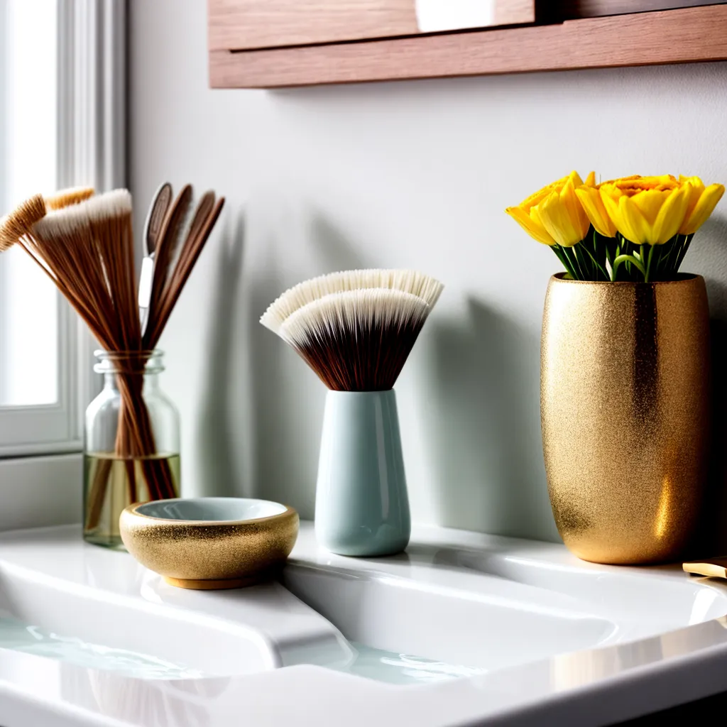 banheiro decorado ceramica dispenser flores