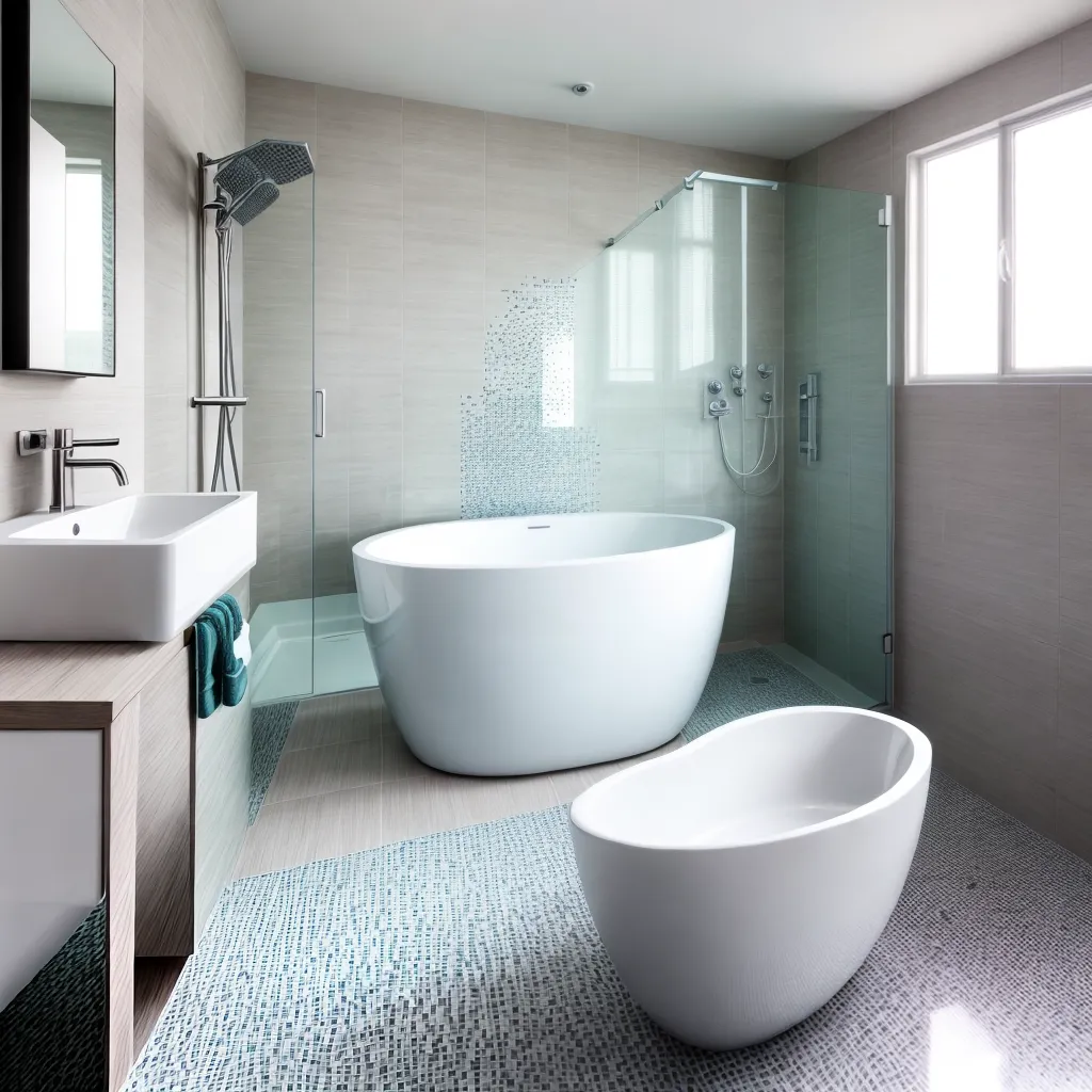 banheiro moderno tiles geometricos