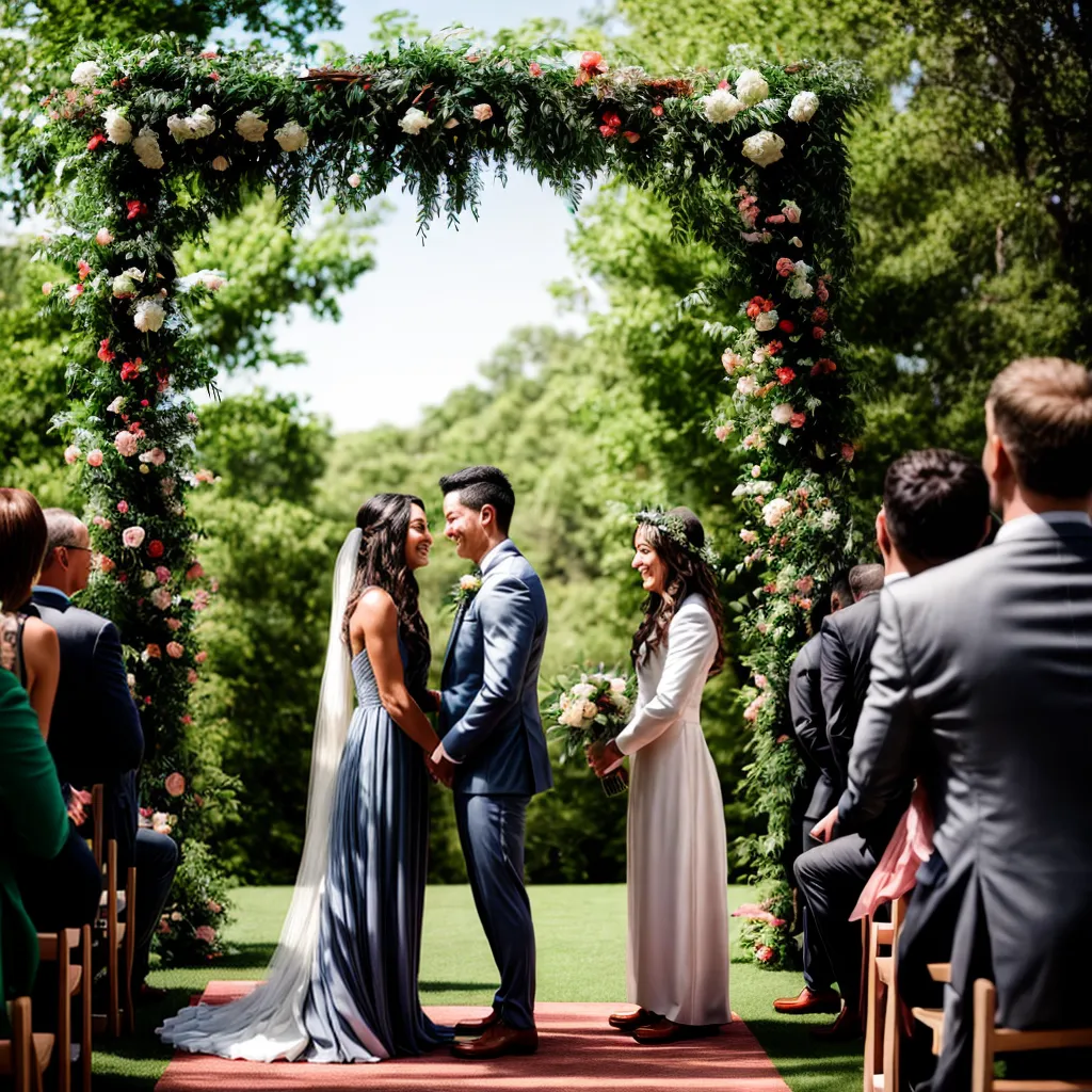 casamento ao ar livre arco madeira flores 1