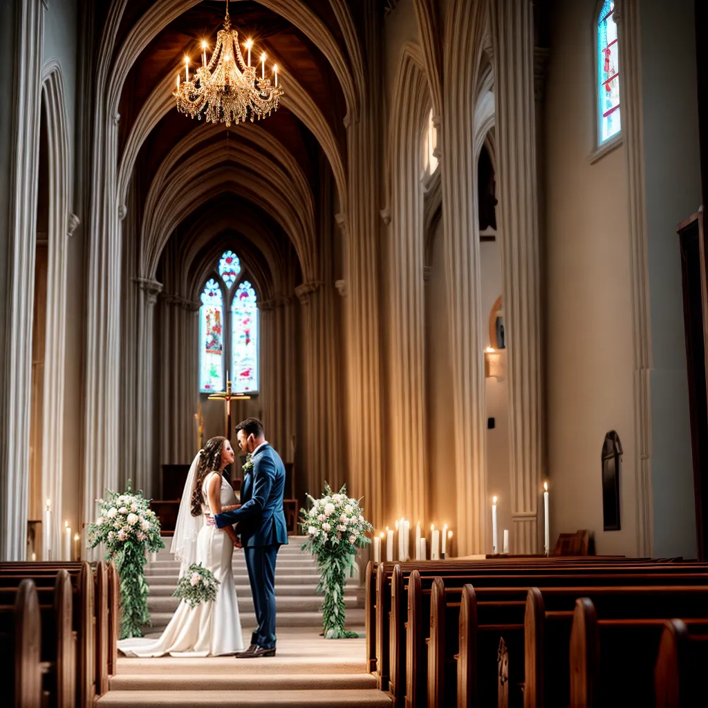igreja decorada casamento luzes flores