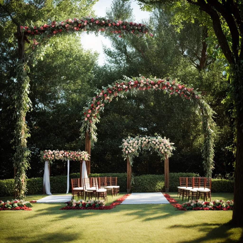 casamento jardim luzes flores arco madeira