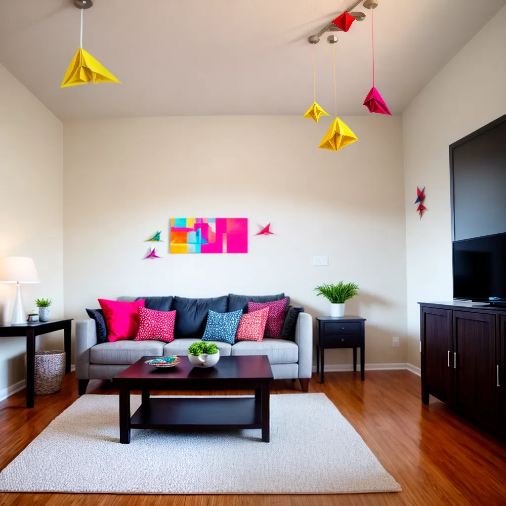 sala decorada cranes origami