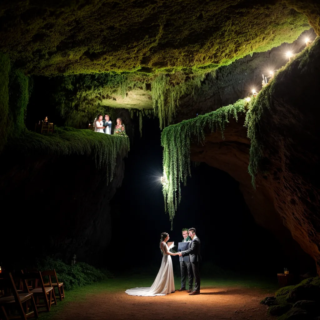 caverna luzes fadas altar casamento