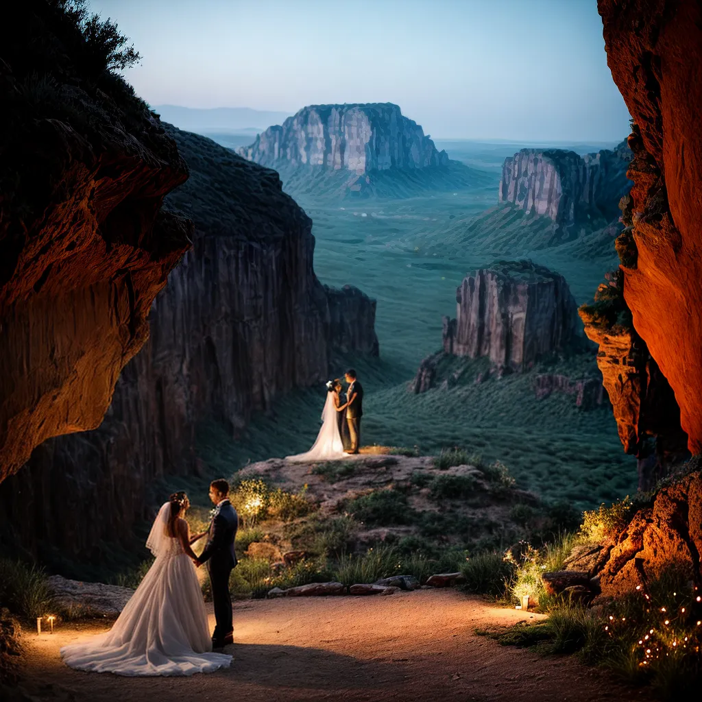 casamento caverna luzes flores natureza