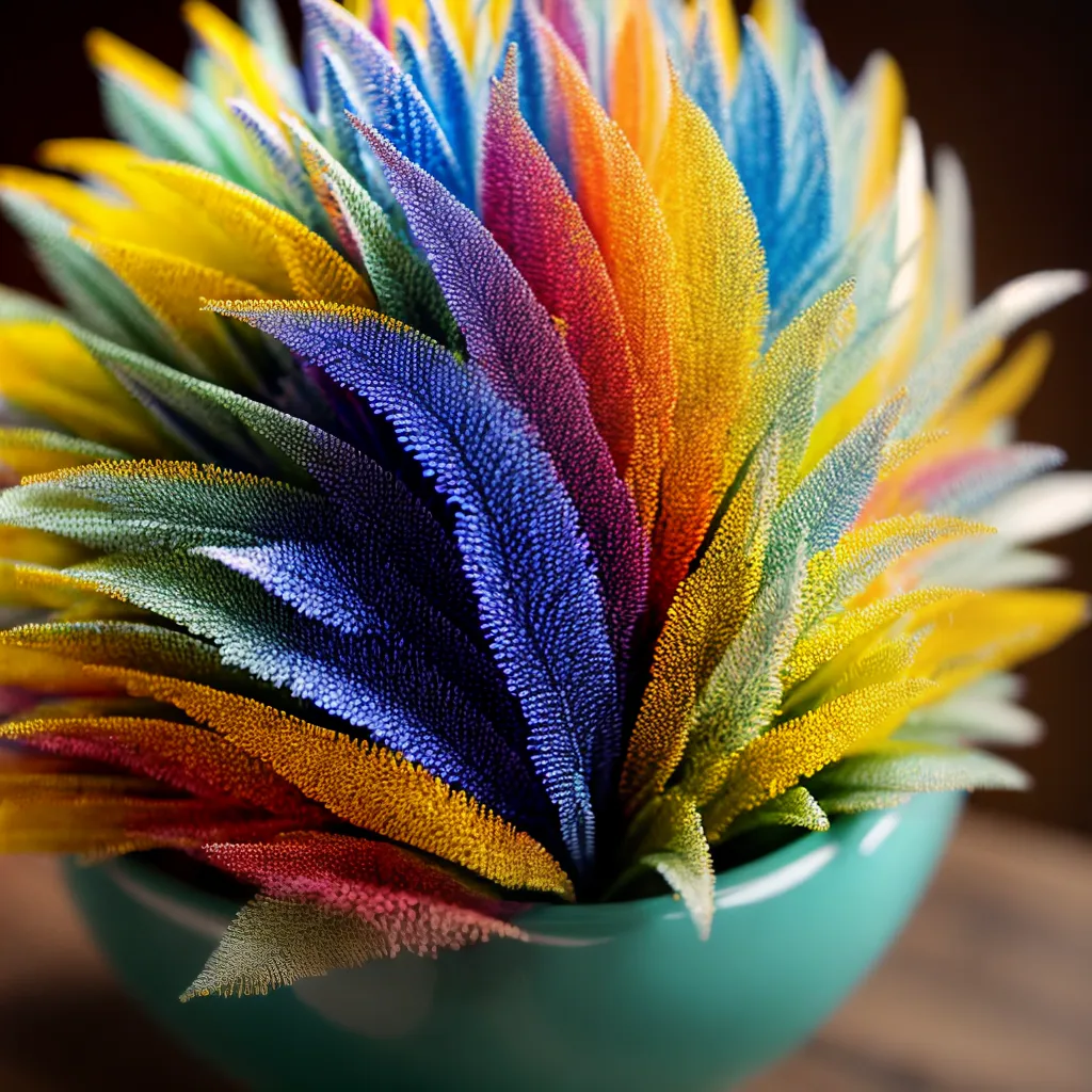 vaso decorado penas coloridas