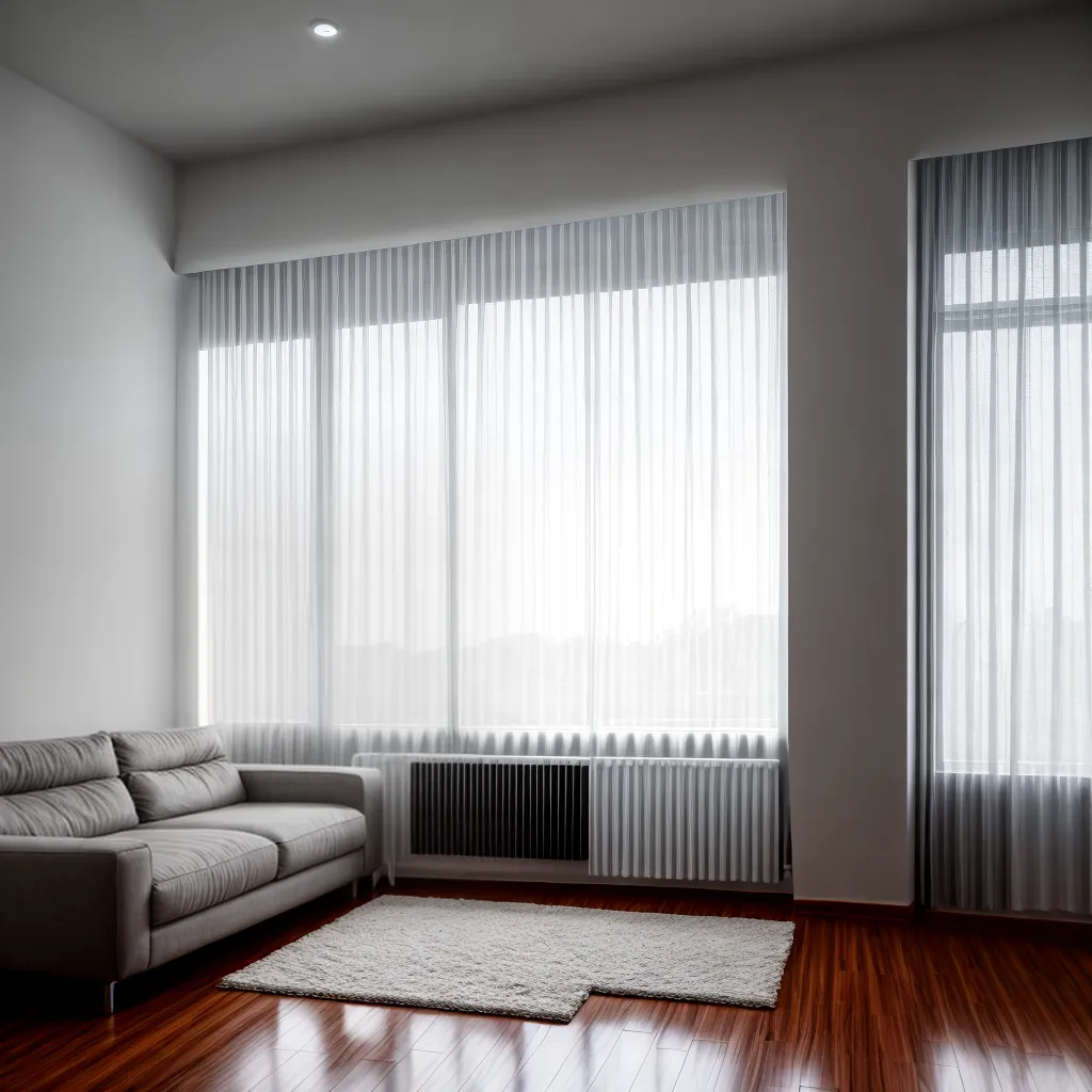 sala estar iluminada cortinas sofa