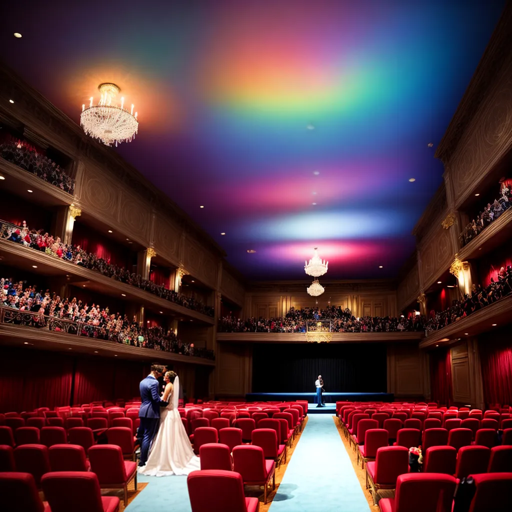 casamento palco iluminado casal votos