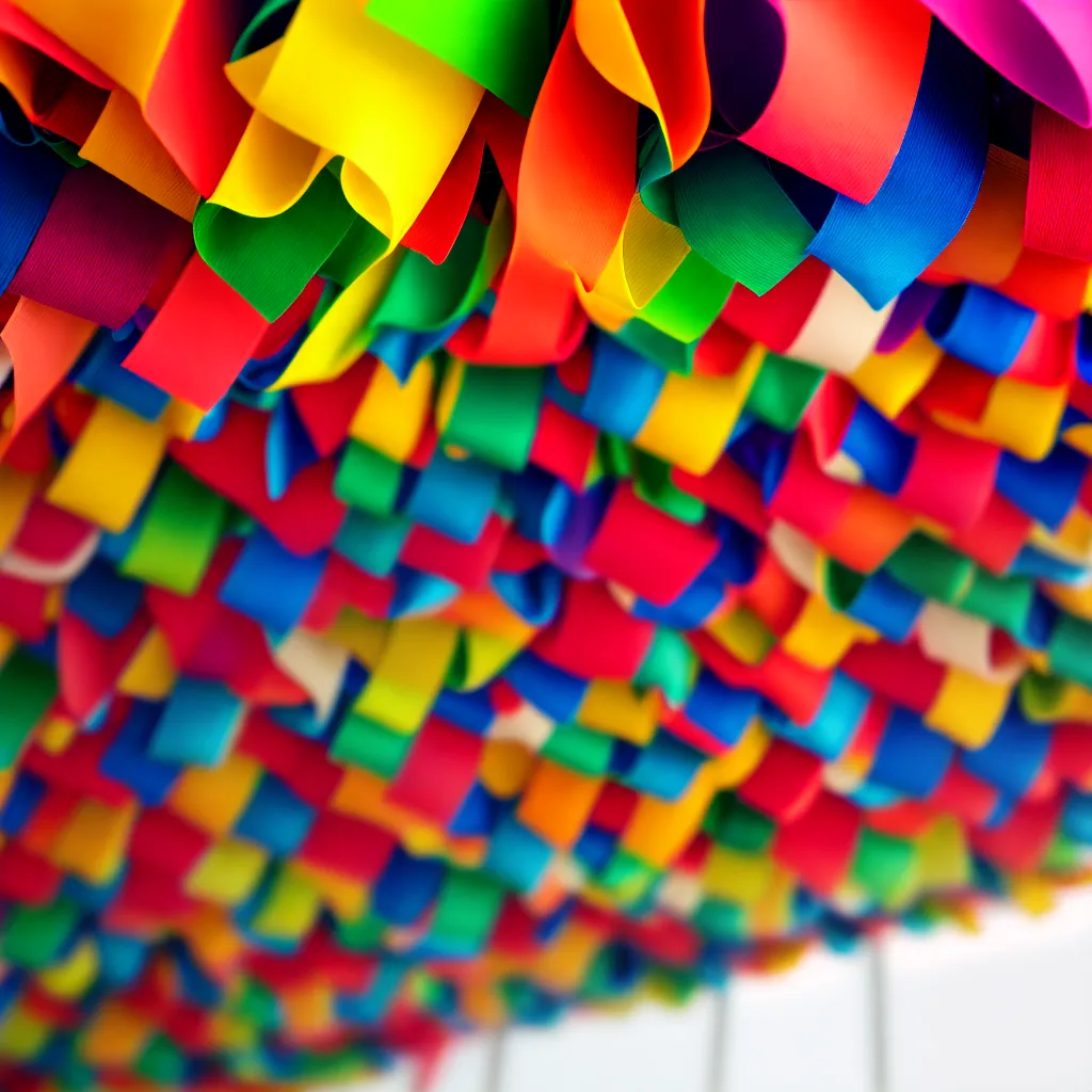 sala decorada fitas coloridas