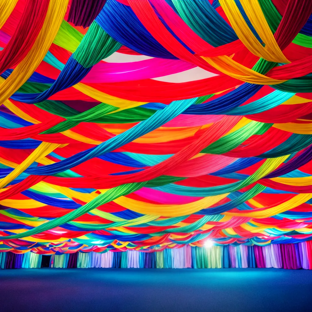 sala decorada fitas vibrantes