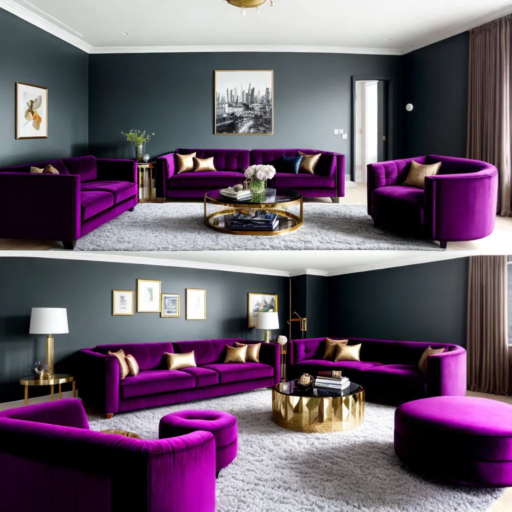 sala luxuosa veludo sofa conforto