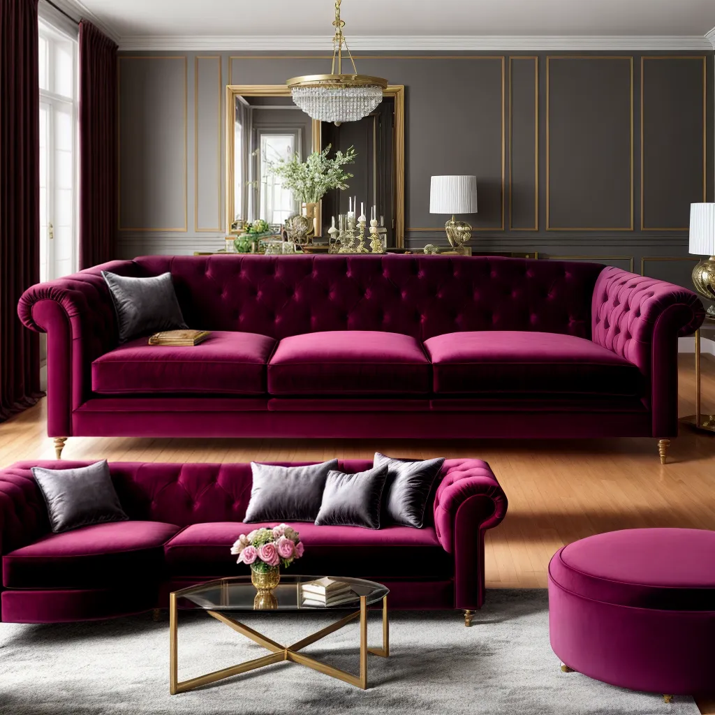 sala luxuosa veludo sofa elegante