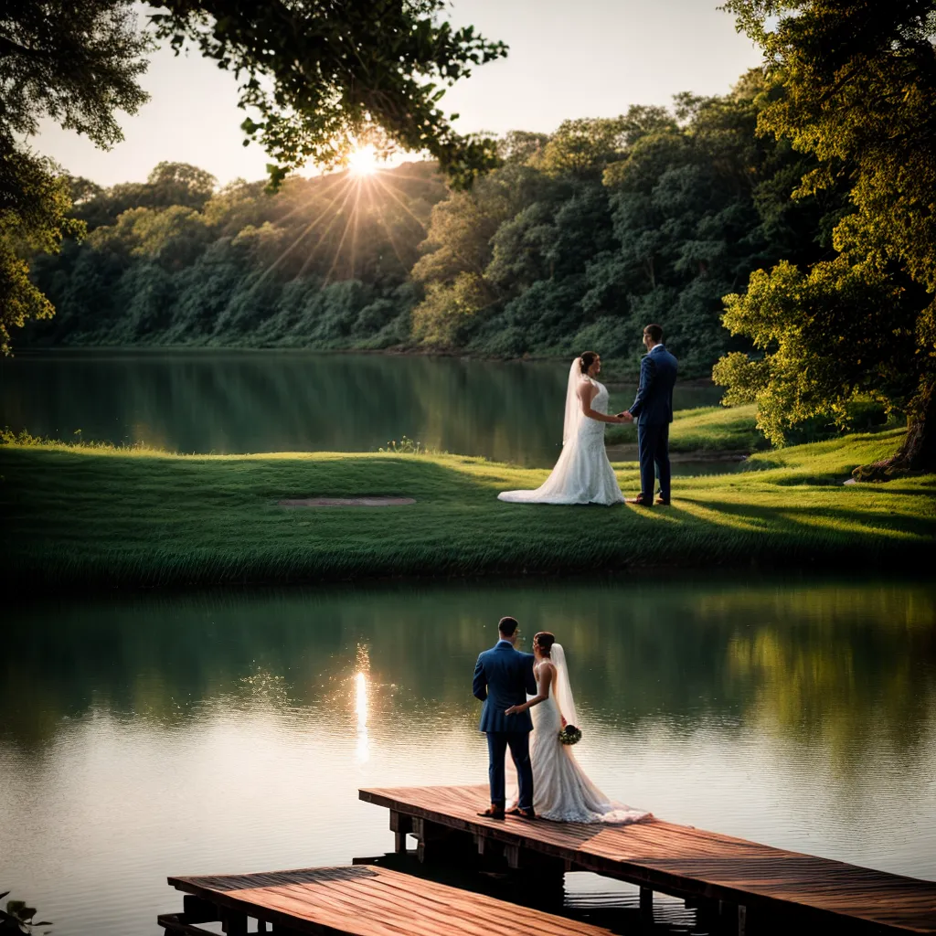casamento lago por do sol natureza