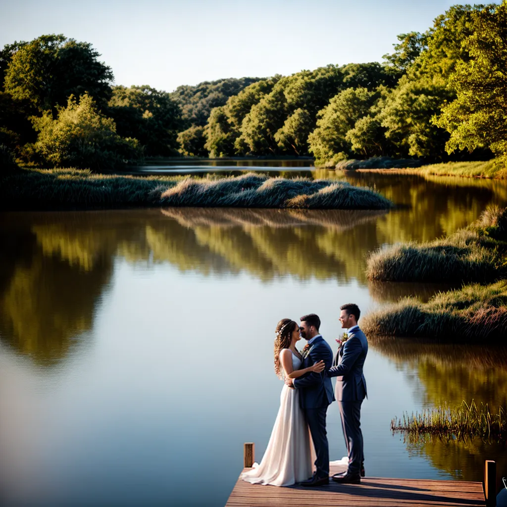 casal lago por do sol cerimonia