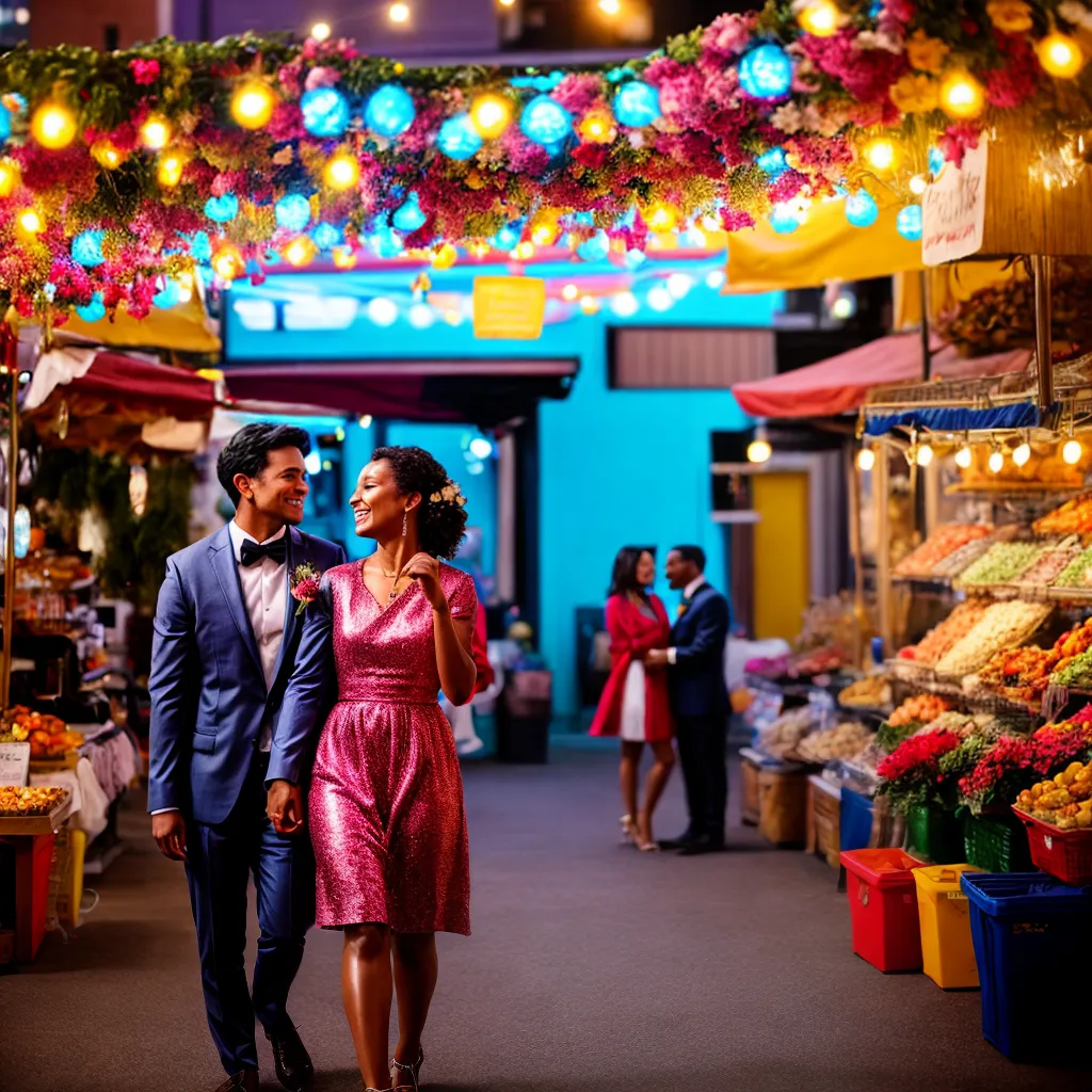 mercado cidade casamento colorido criativo