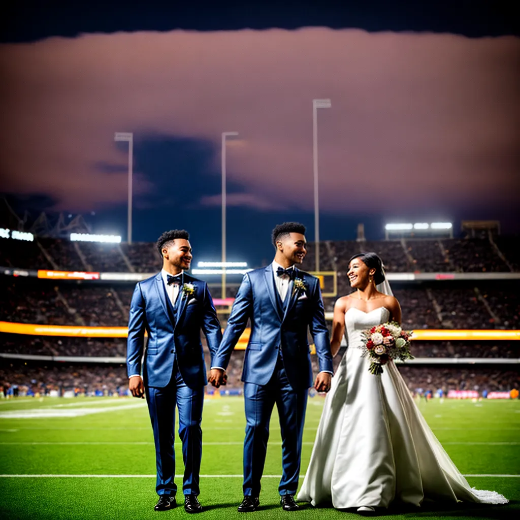 casal casamento estadio torcida votos