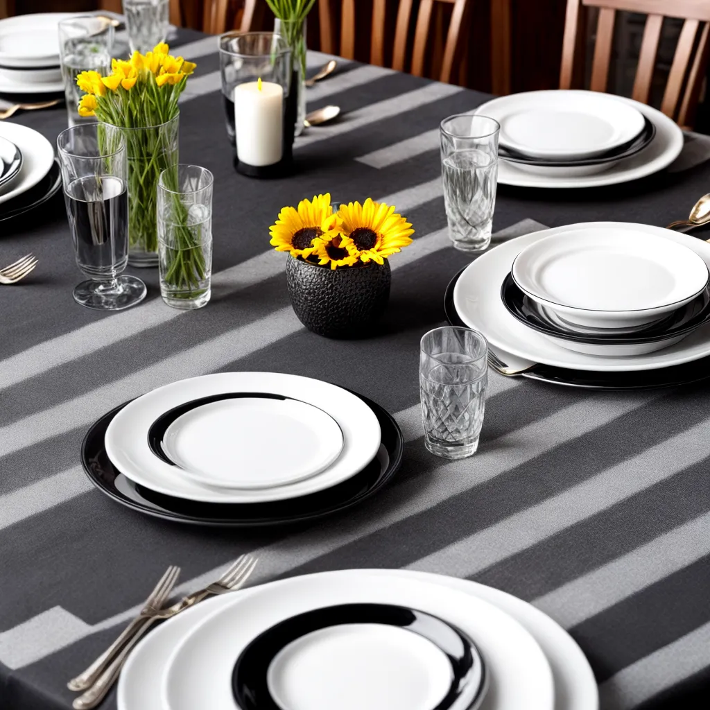 mesa jantar xadrez preto branco