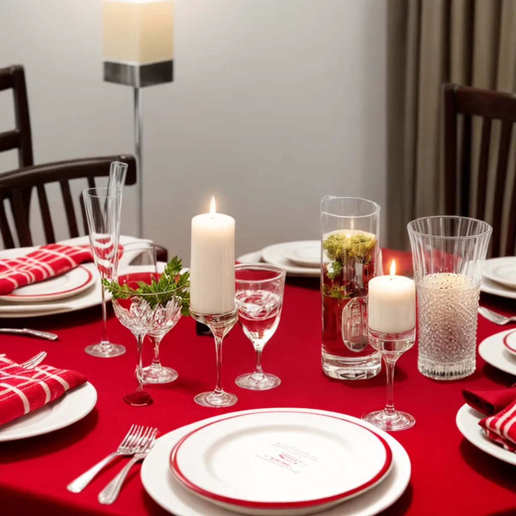 mesa jantar xadrez vermelho branco