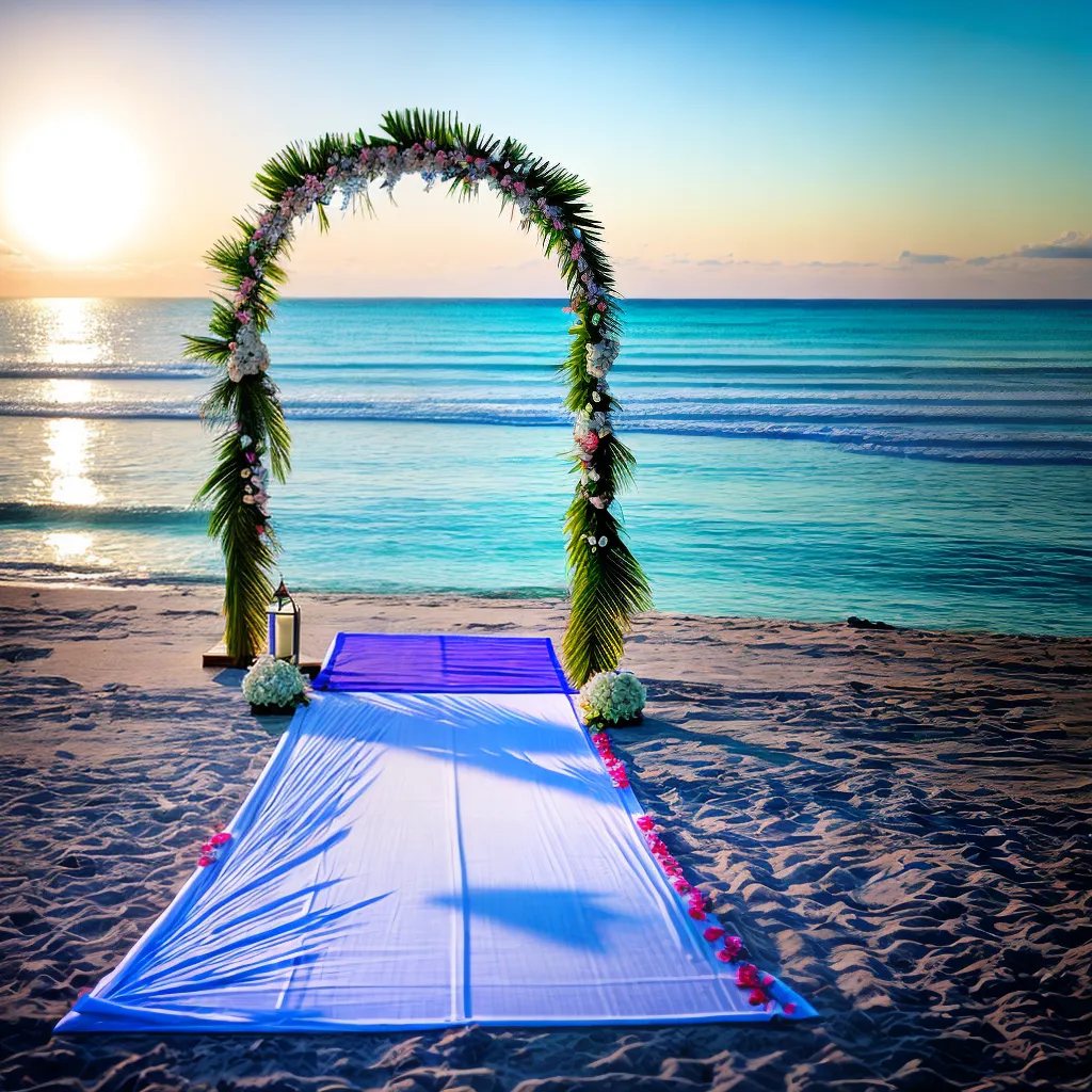praia tropical arco casamento por do sol