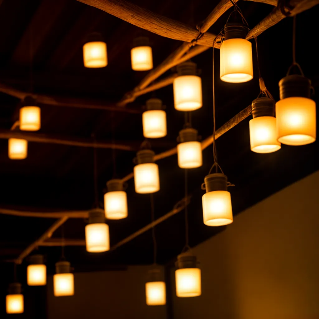 sala luzes coloridas lanternas encanto