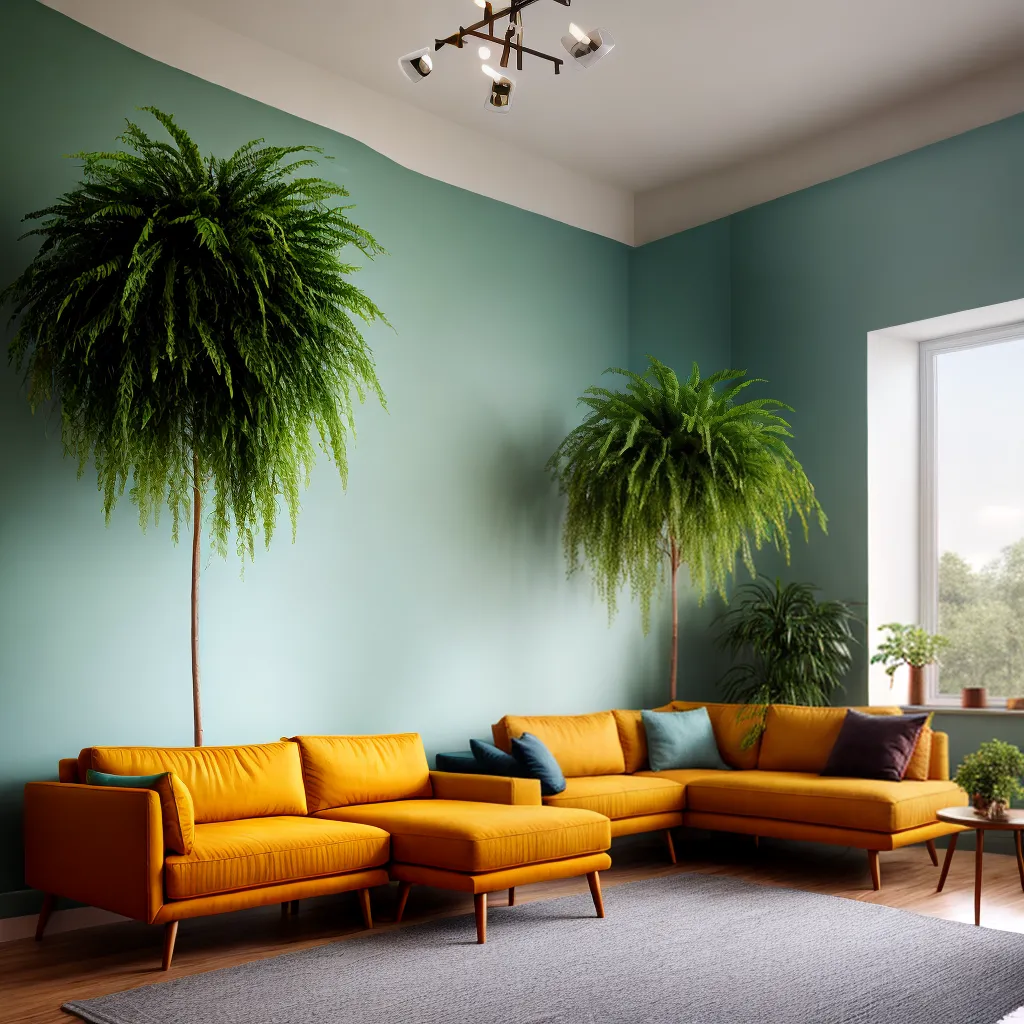 folhagem verde sala moderna