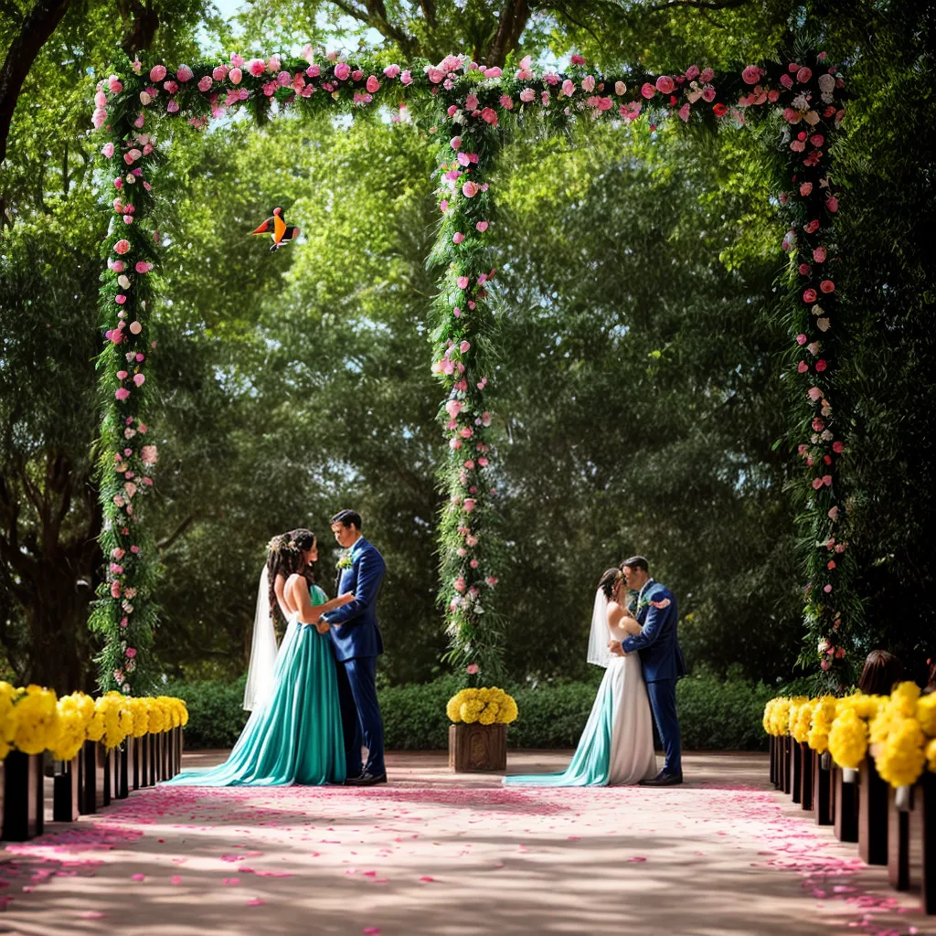 casamento aves tropical jardim arco floral