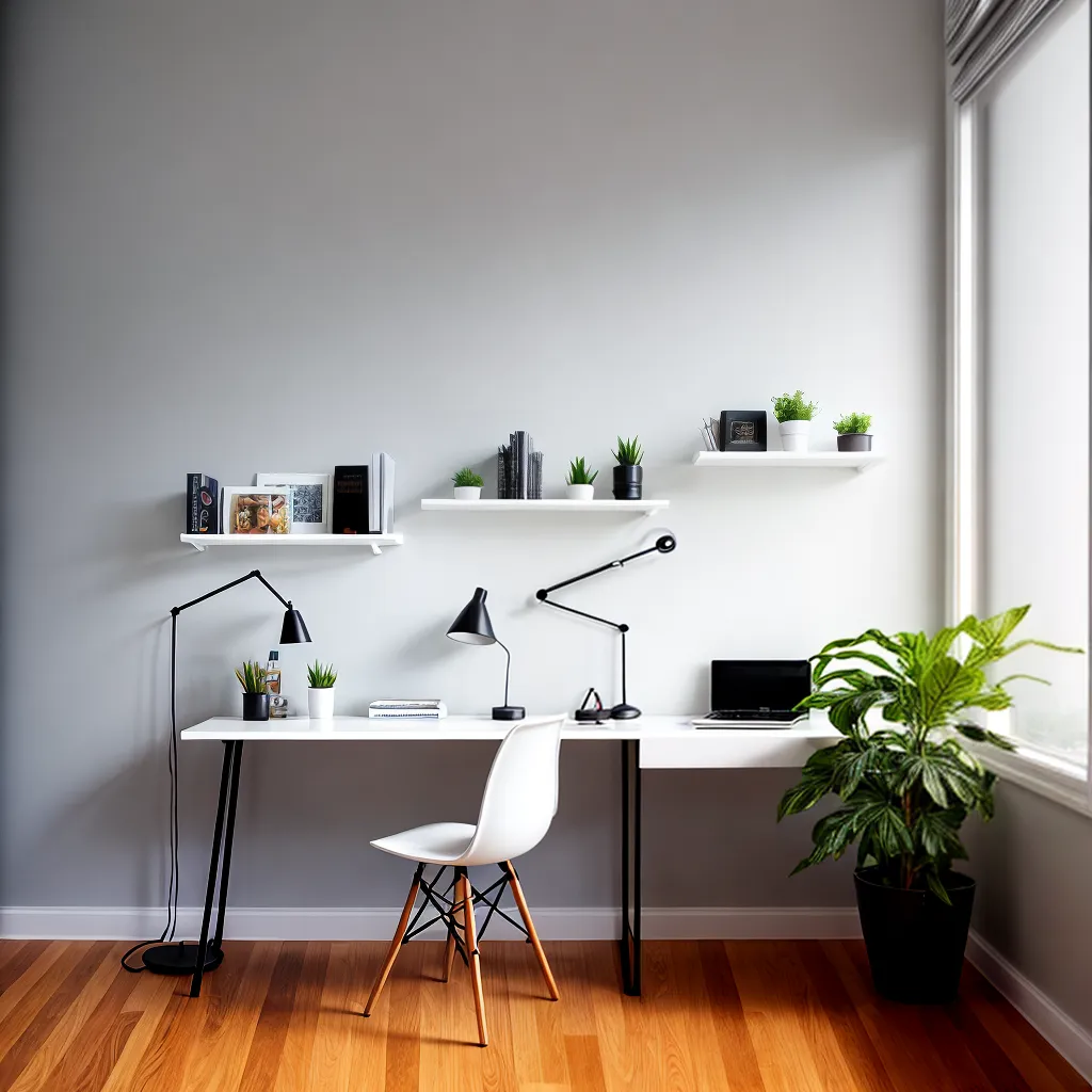 escritorio casa branco janela organizado