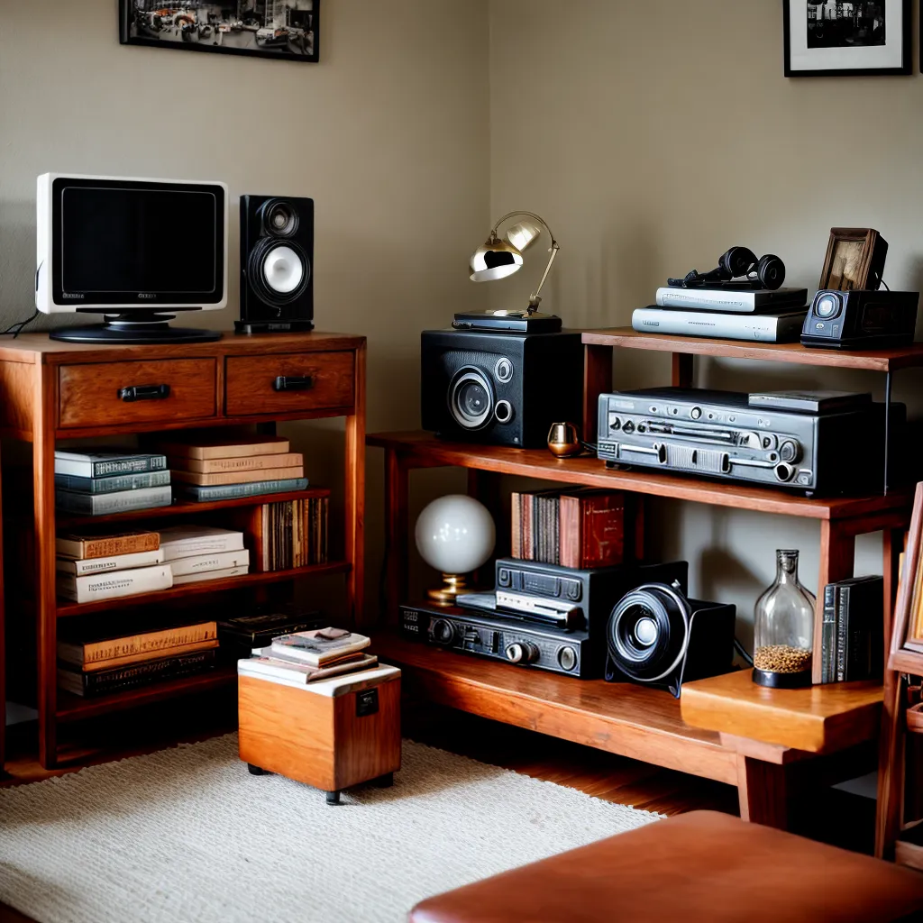 sala vintage discos toca discos maquina escrever
