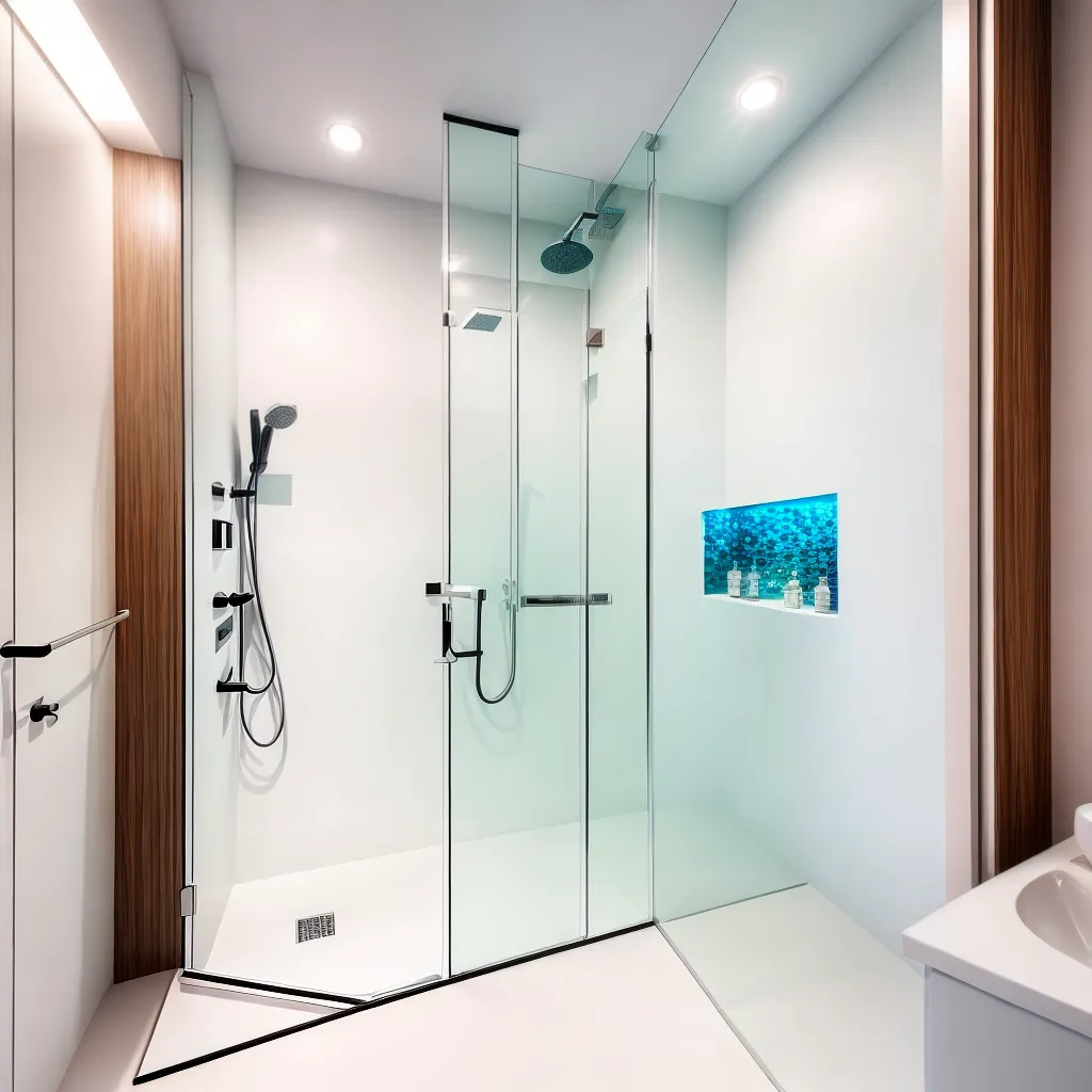 banheiro compacto estiloso design iluminado
