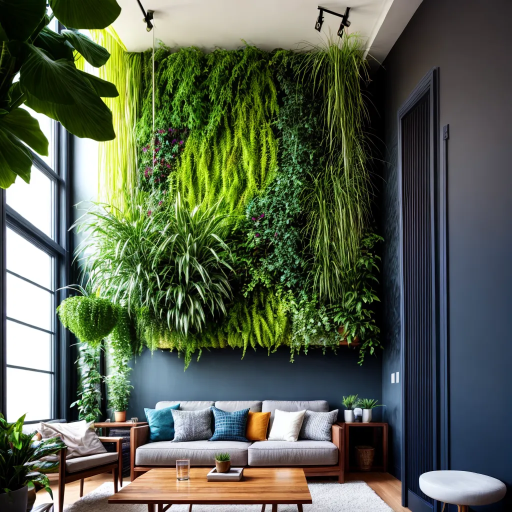jardim vertical sala plantas verde