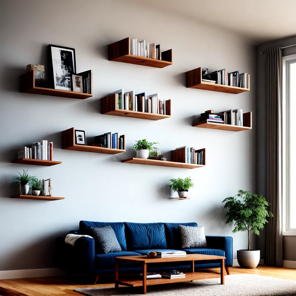 sala estante decorativa livros plantas