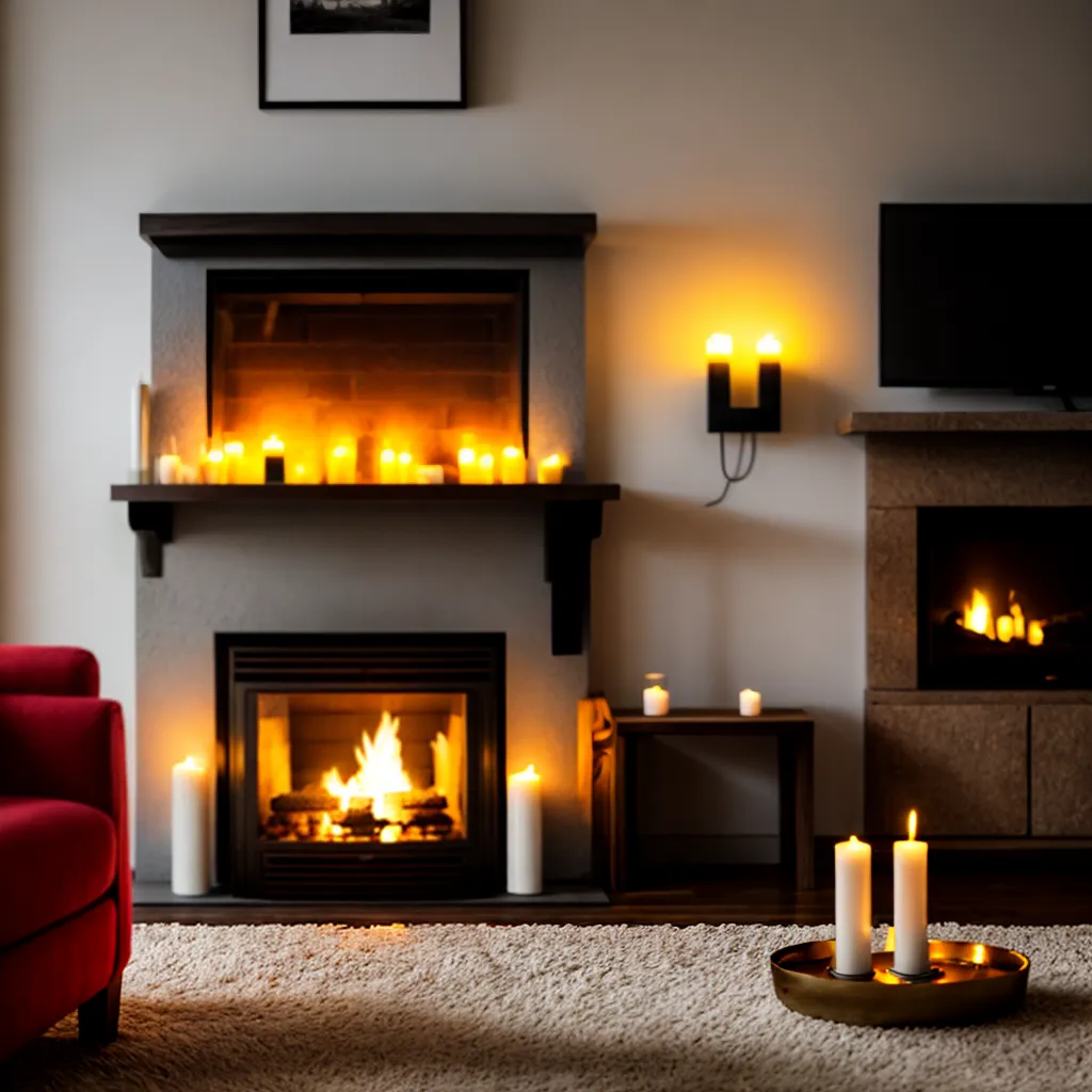 sala estar lareira velas ambiente