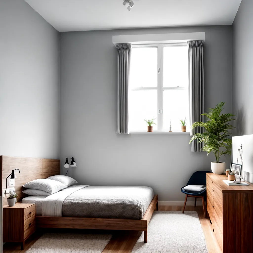 quarto minimalista tons neutros plantinha
