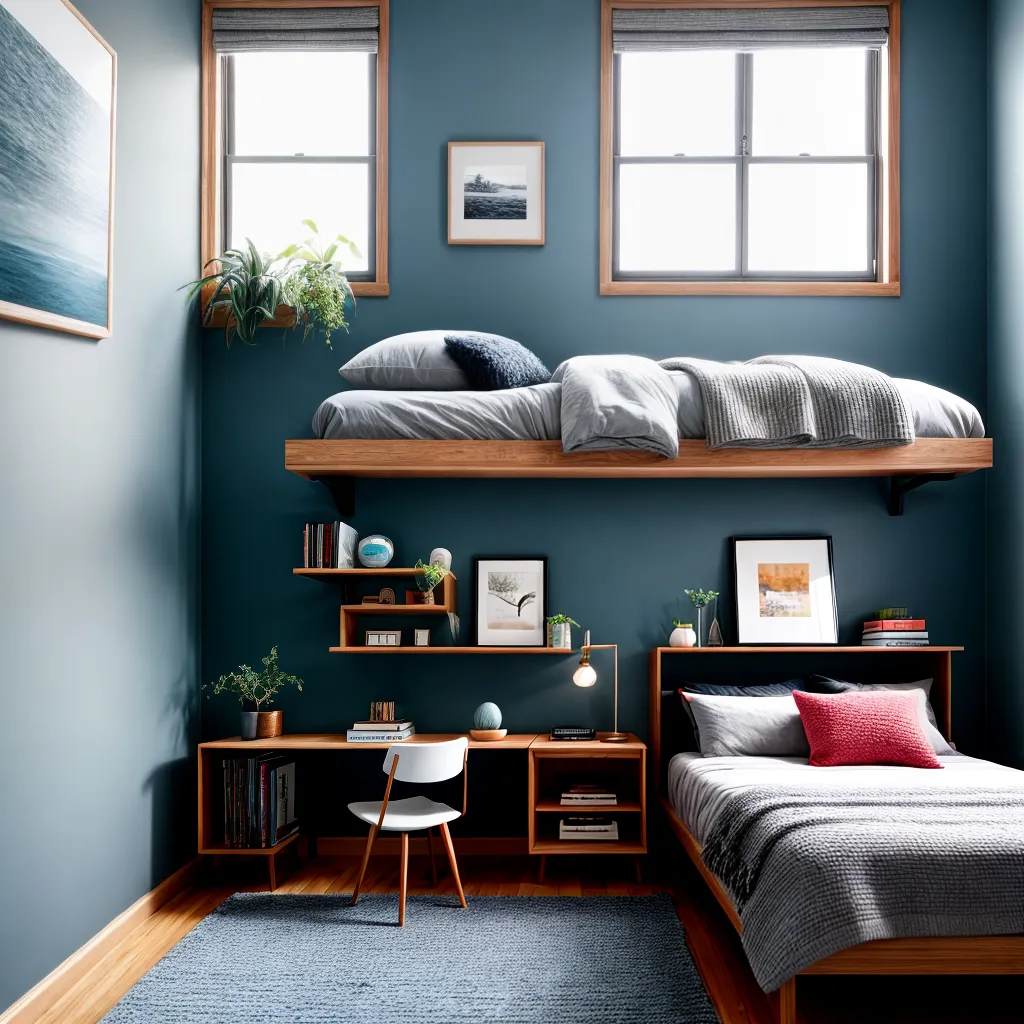 quarto unico azul arte luz