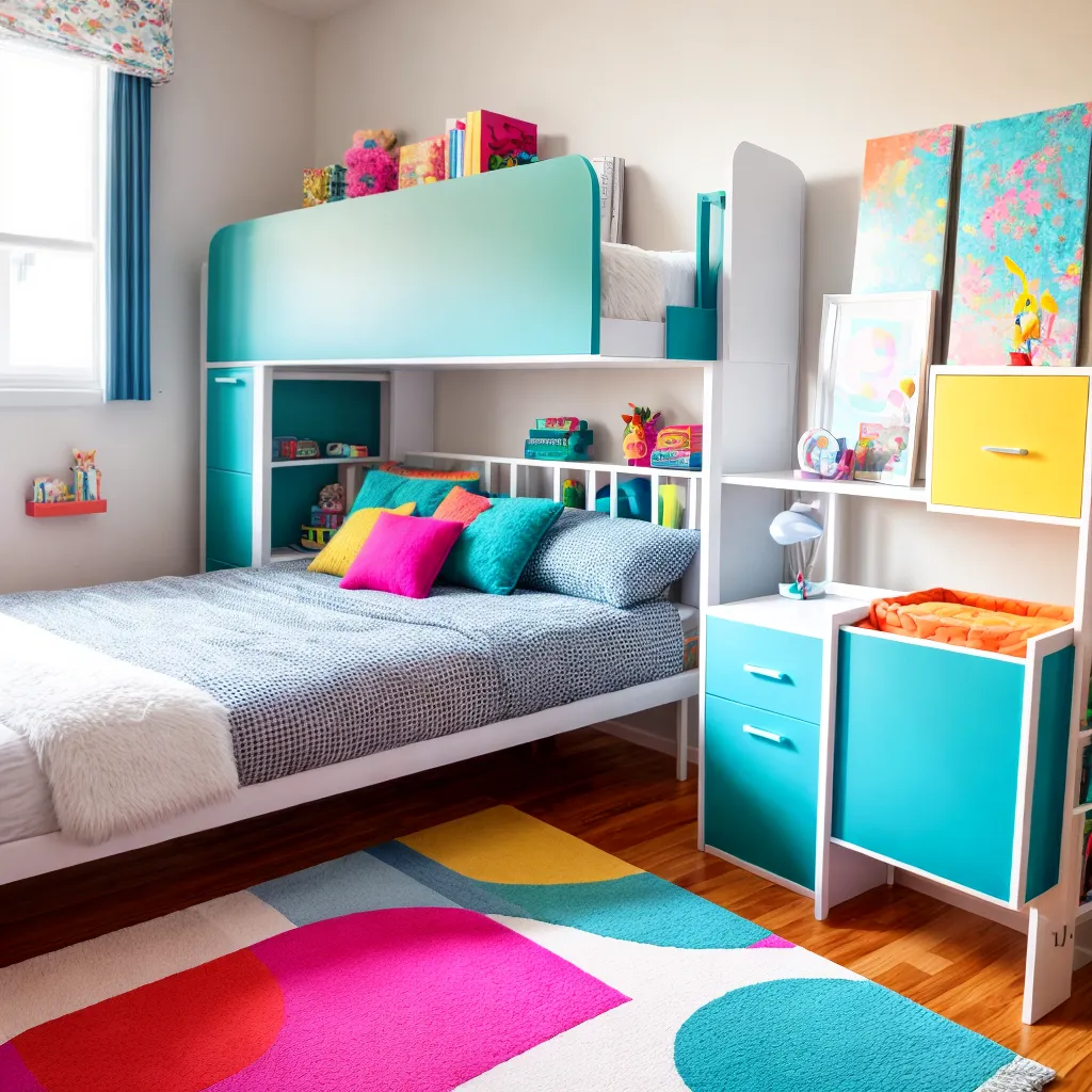 quarto infantil divertido tapete colorido