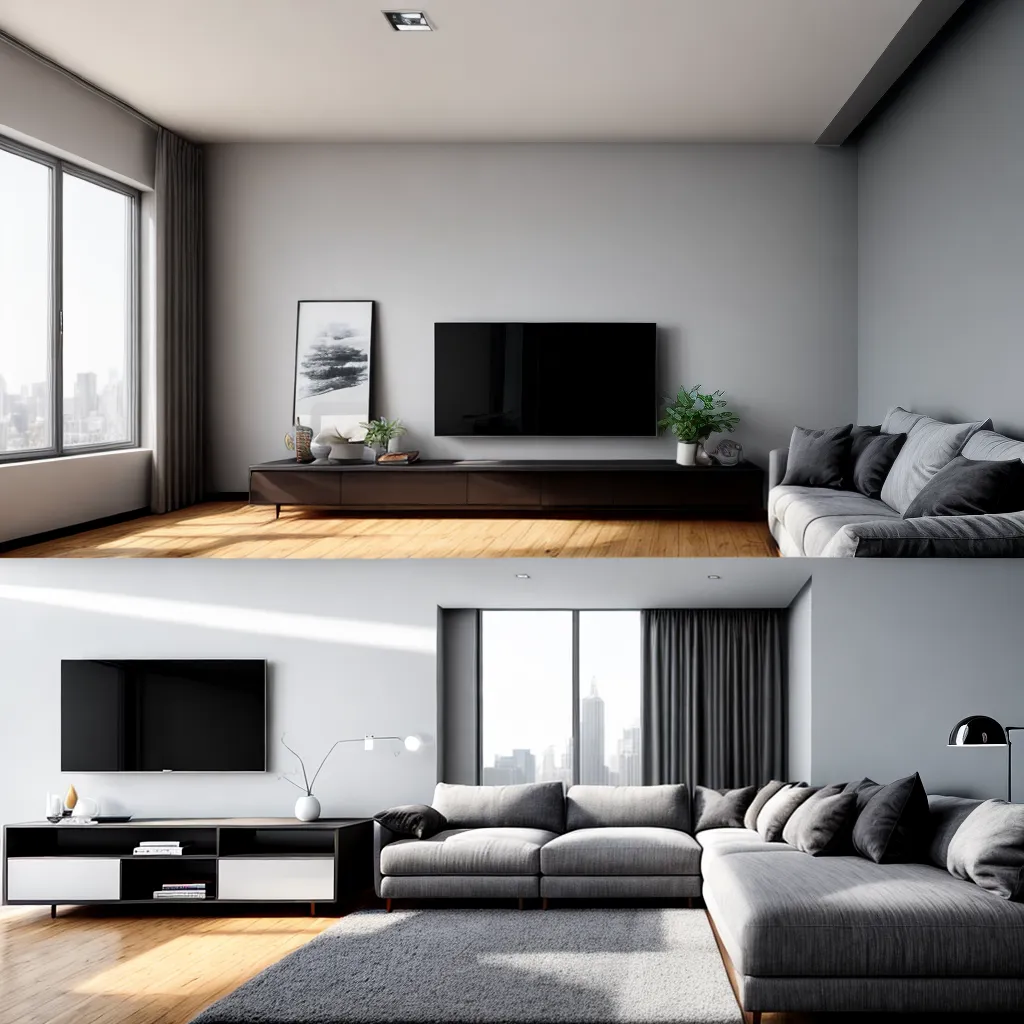 sala estar sofa tv acolhedora