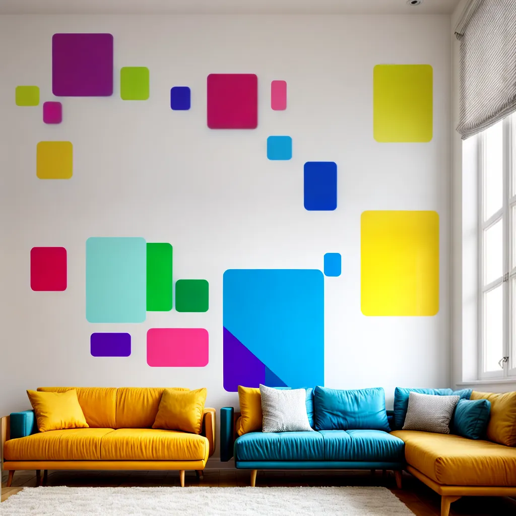 parede decals coloridos sala vibrante