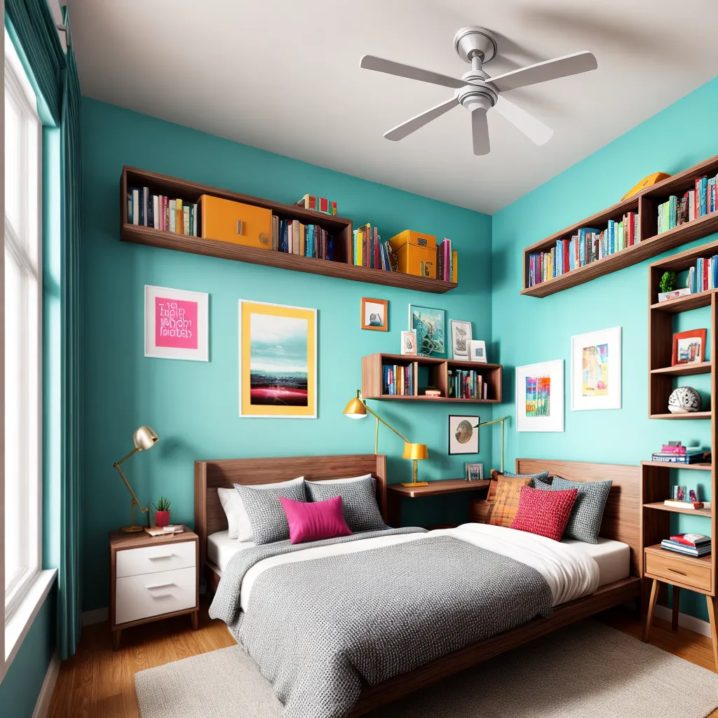 quarto adolescente colorido estiloso