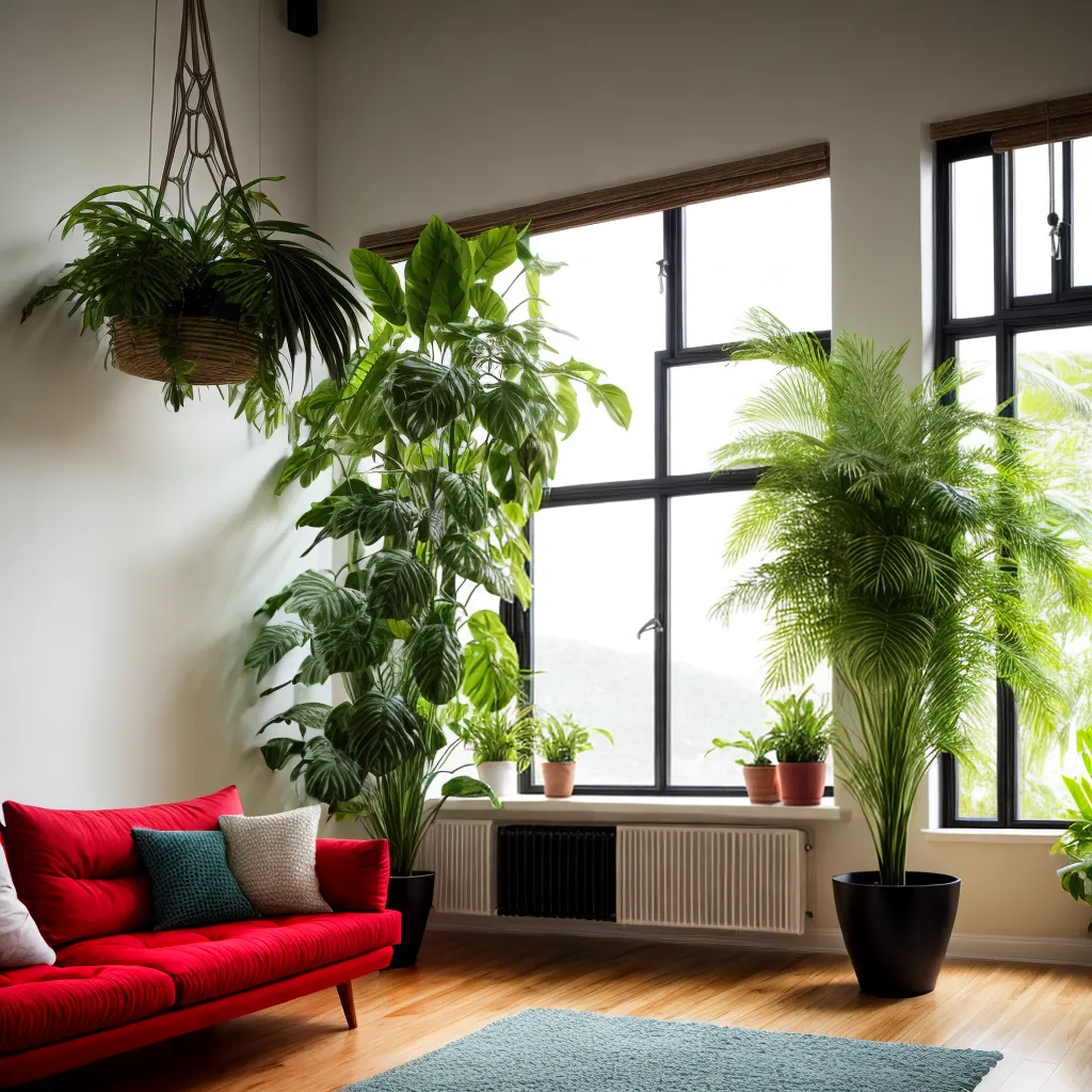 sala plantas macrame acolhedora