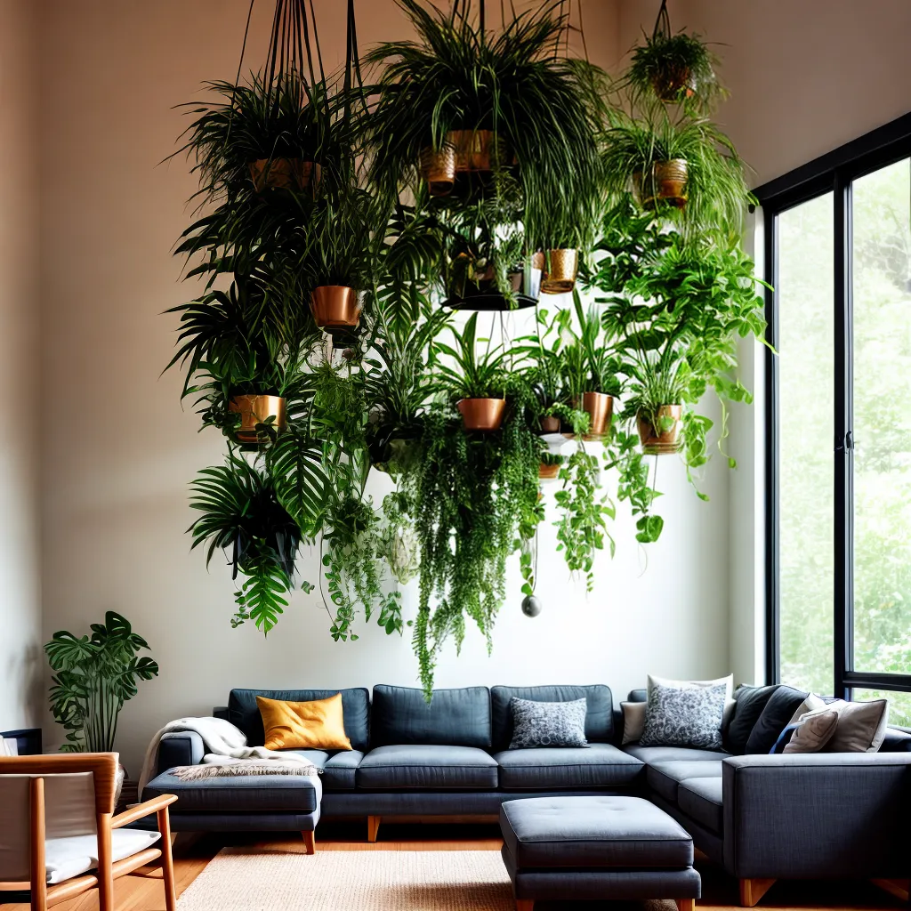 sala plantas suspensas natural