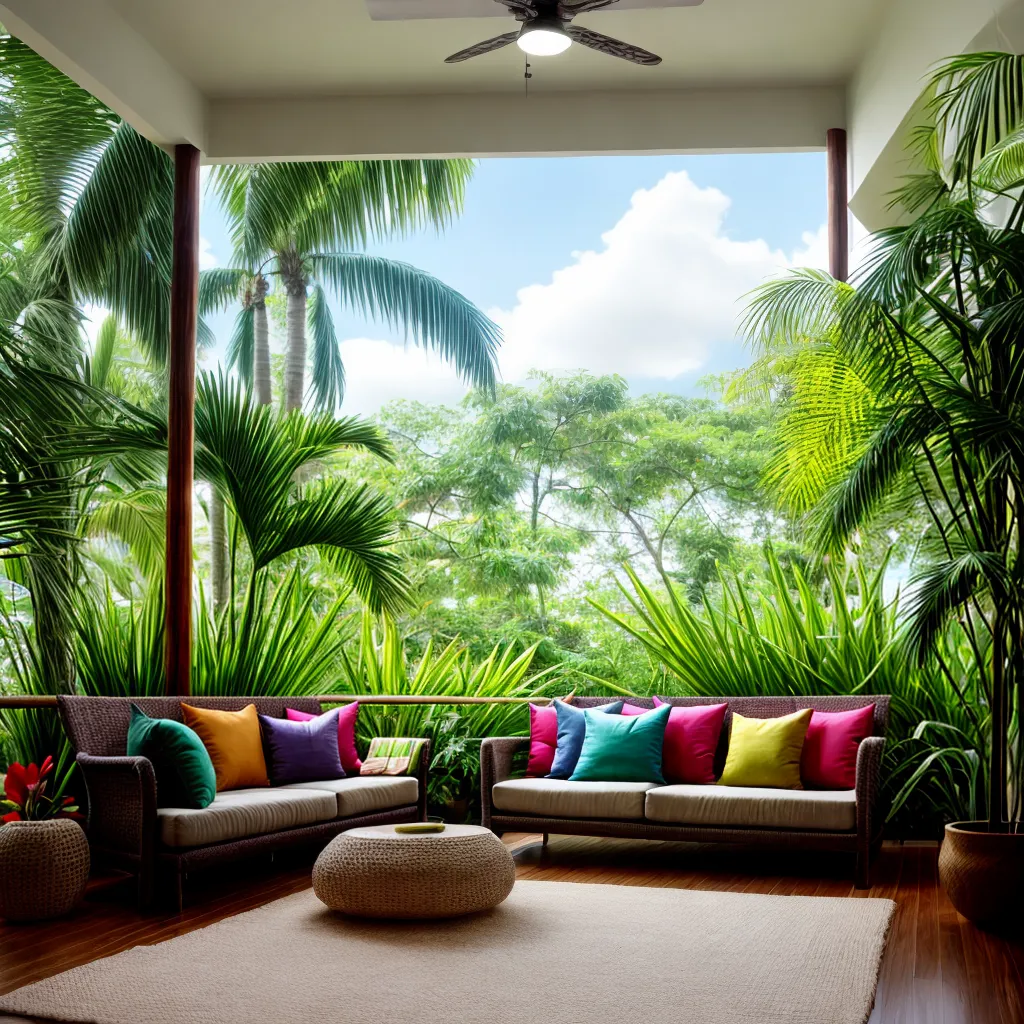 sala vibrante jardim verde tropical