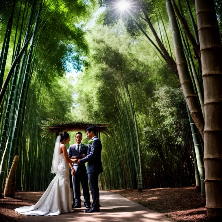 Casamento no bosque de bambu: ambiente zen