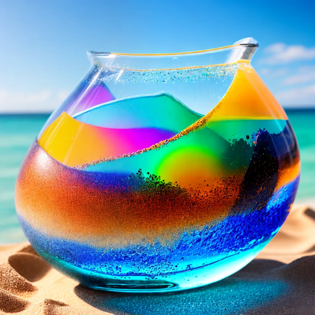 vaso areia colorida mar praia