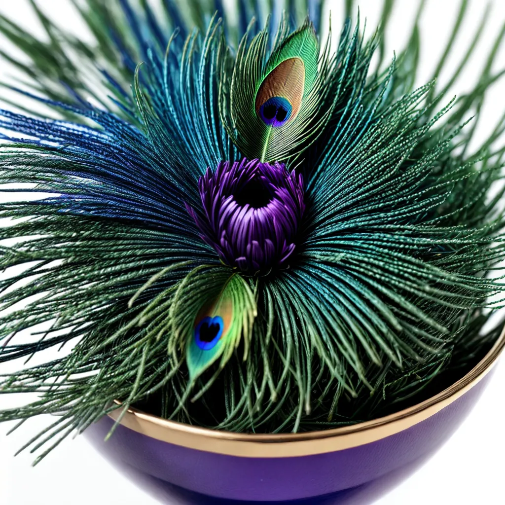 vaso plumas pavao exotico elegante
