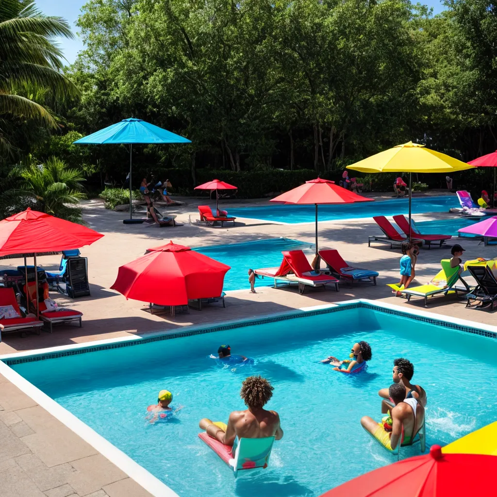 festa beira da piscina cores diversao