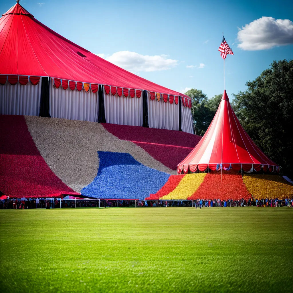 circo tenda colorida campo performances